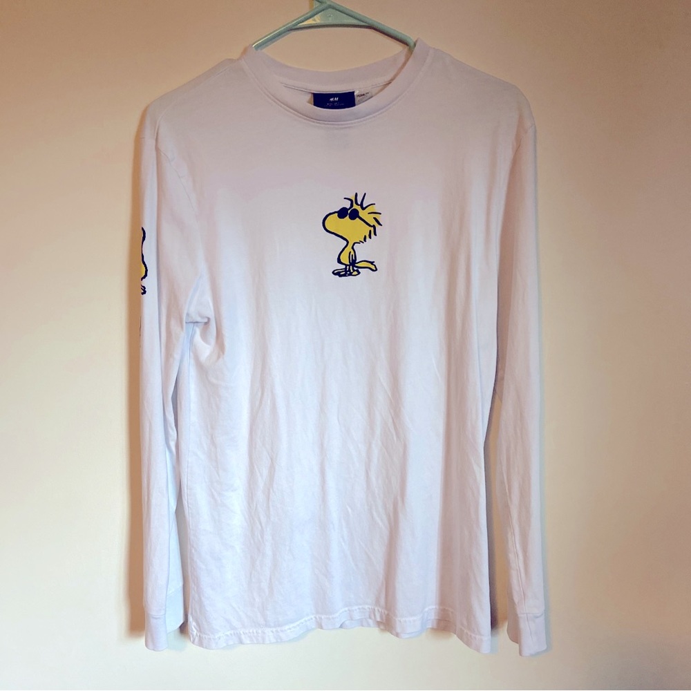 H&M Peanuts Woodstock Wearing Sunglasses, white, Long Sleeve Shirt, Size M Women